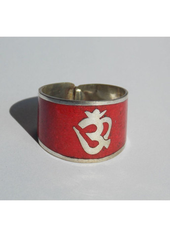 Кільце "Ом" з емаллю з корала 23 розмір No Brand (364203144)