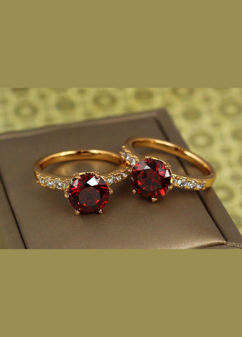 Кольцо зерно граната с красным камнем р 19 золотистое. Xuping Jewelry (317405151)