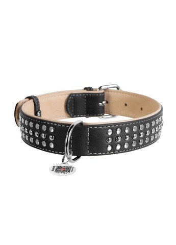 Ошейник для собак кожаный Soft с QR паспортом, металлические украшения, Ш 35 мм, Дл 57-71 см WAUDOG (333706262)