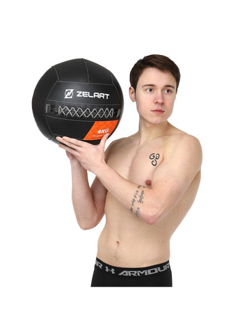 Мяч набивной медицинский для кроссфита WALL BALL Черный (вес 4 кг) TA-7822-4 Zelart (367617462)