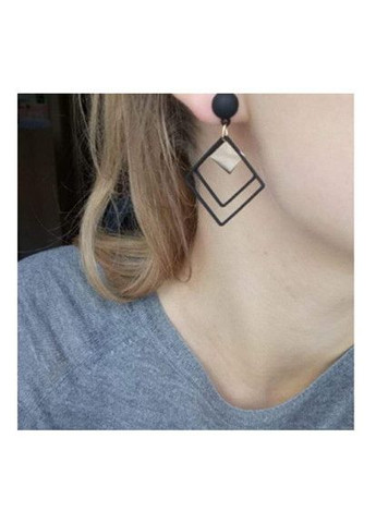 Серьги черные геометрия ромб квадратные No Brand (338436150)