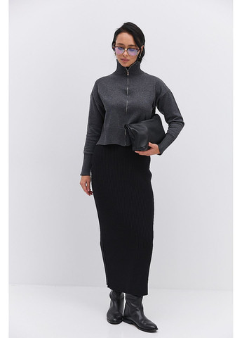 Жіноча вязана кофта на блискавці з високим коміром світло-молочна Arjen (370601760)