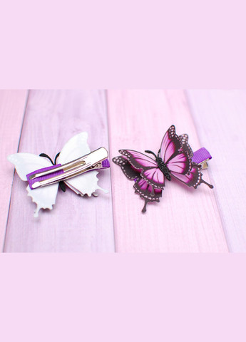 Набор заколки для волос детские 2 штуки фиолетовые бабочки 753 Об Okl (370386389)