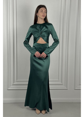 Зеленое праздничный, коктейльное, вечернее платье макси с вырезом CHICLY однотонное