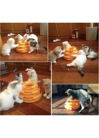Игрушка для кошек Tower of Tracks Башня с шариками 3 уровня Orange No Brand (373427356)