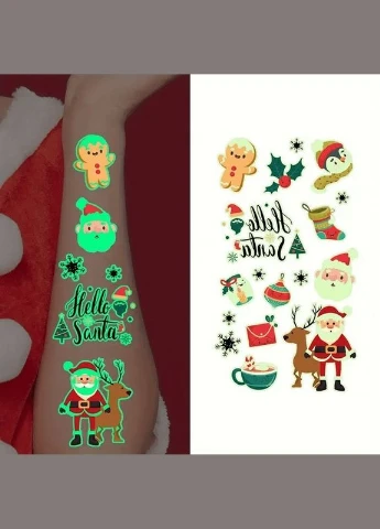 Набор временных тату "Рождество №2" светящиеся kidstatto-set10-2-christmass 12 х 7 см Fresh Tattoo (315351997)