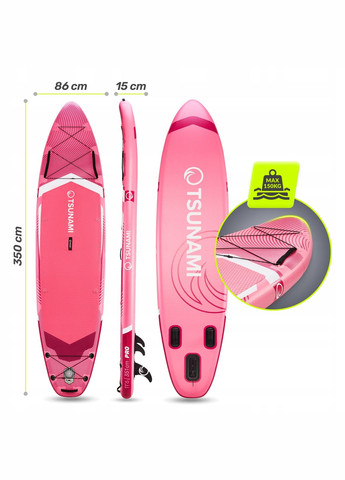 Надувная SUP доска PRO 350 см с веслом T10 () TSUNAMI P-5905973405591 (332998600)
