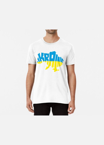 Біла чоловіча патріотична футболка з принтом ukraine map мапа україни синьожовта Stedman