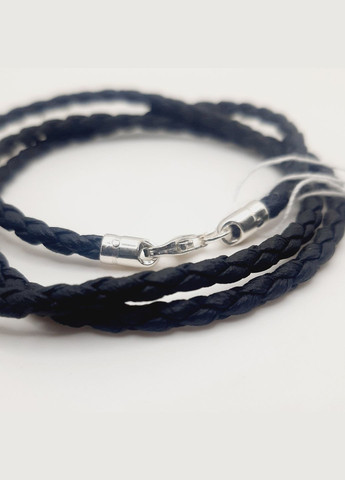 Ланцюжок срібло 925° 1,14г. 45 розмір шкіряний шнур косичка чорний () Elis-s 6010/3,0пл (307396185)