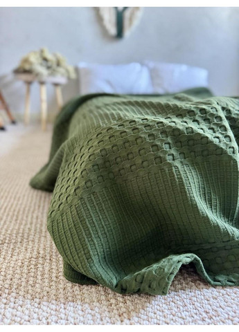 Покривало Марокко вафельне бавовняне темно-зеленого кольору ZEINTEX (315346988)
