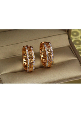 Серьги с греческим узором бортики из камней 2,2 см золотистые love-shopping Xuping Jewelry (354660805)