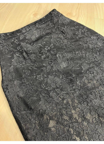 Черная юбка женская shiqi 9314 гипюровая прозрачная длинная с подкладкой стрейтчевая черная No Brand