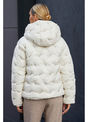 Молочная зимняя молочная куртка с декоративной вышивкой Seventeen