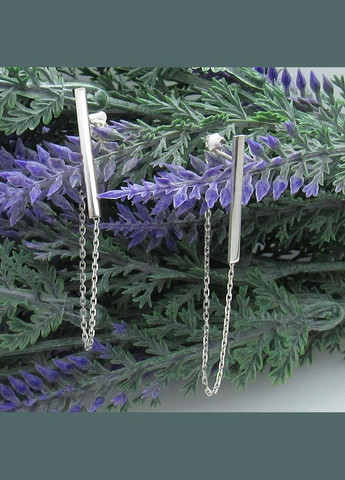 Срібні сережки пусети гвоздики з ланцюгом "Вишуканість" No Brand (350667412)