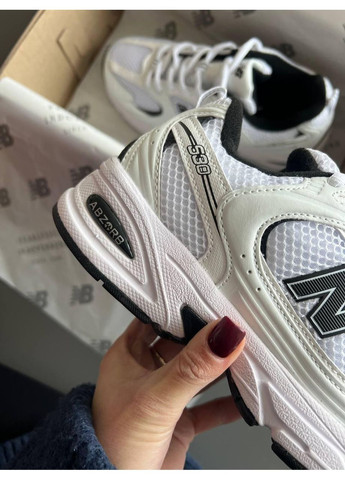 Черные демисезонные кроссовки мужские new balance 530 fur white black нью беланс 530 No Brand