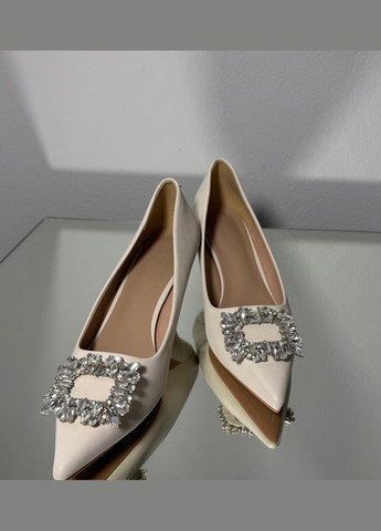 No Brand Свадебные женские кожаные туфли с брошью 7 см - Белый цвет белый з искусственная кожа, — лето (322414811)