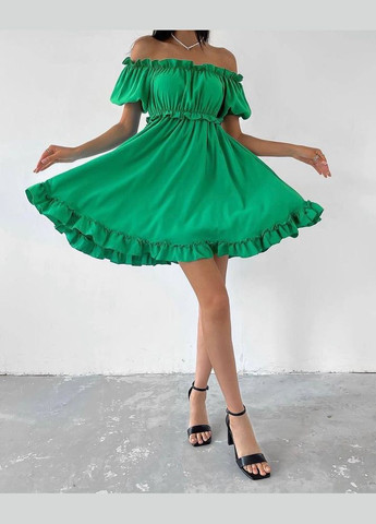 Зеленое повседневный женское платье амереканский креп No Brand