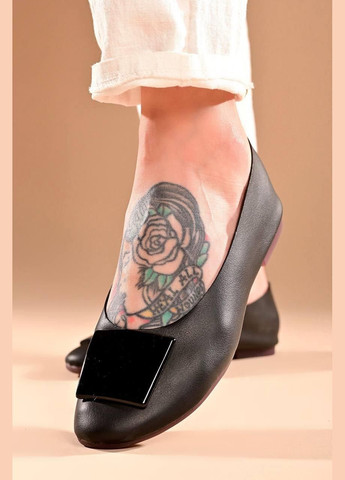 Женские балетки женские черного цвета | чёрные однотонные пряжка, без декора искусственная кожа (333016558)