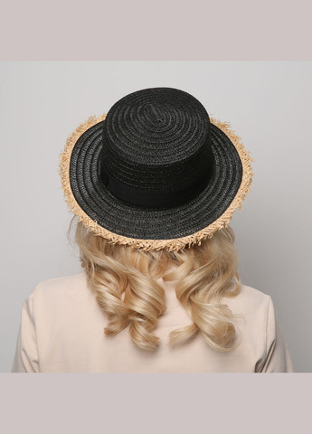 Шляпа канотье женская бумага черная AURORA LuckyLOOK 144-454 (289478351)