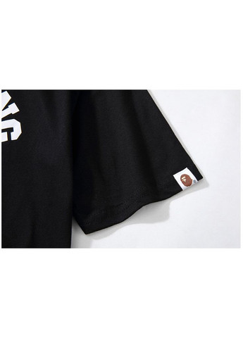 Черная футболка чёрная Bape A Bathing Ape Distortion College Black Tee Mens