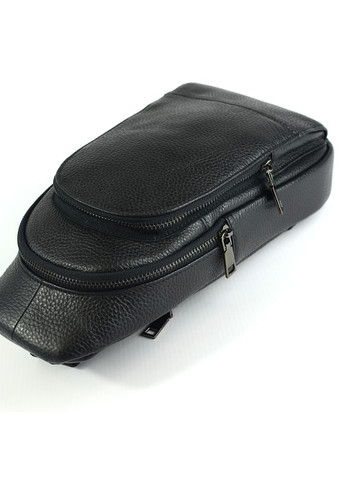 Чоловіча чорна сумка шкіряна рюкзак слінг на одне плече No Brand (305834014)