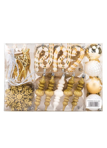 Набор елочных игрушек Золотой меланж 88 шт размер коробки 33х23 см 19125-040 пластик No Brand (346533616)