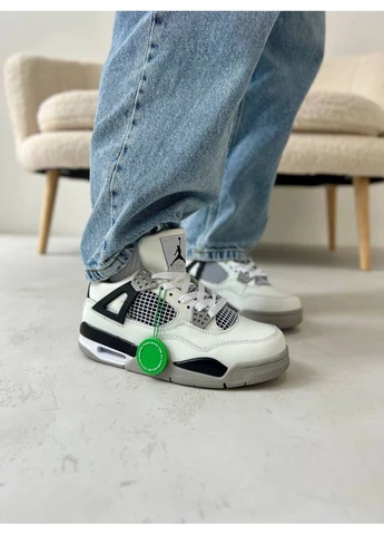 Белые летние кроссовки nike air jordan 4 white grey найк аир джордан No Brand