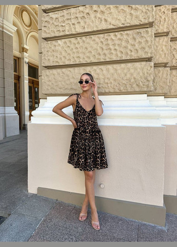 Комбинированное повседневный, кэжуал женское платье леопардовое а-силуэт Style Point леопардовый