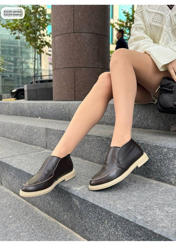 No Brand Лоферы кожаные шоколадные высокие с бежевой подошвой лоферы коричневый з натуральная кожа, — демисезон (362946179)