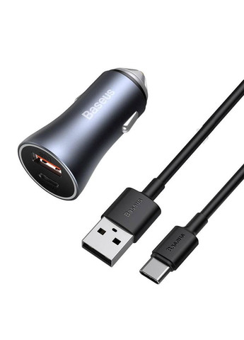 Автозарядний із кабелем у комплекті Golden Contactor Pro 40 W 2 USB + TypeC 5 A (1m) Baseus (279554186)