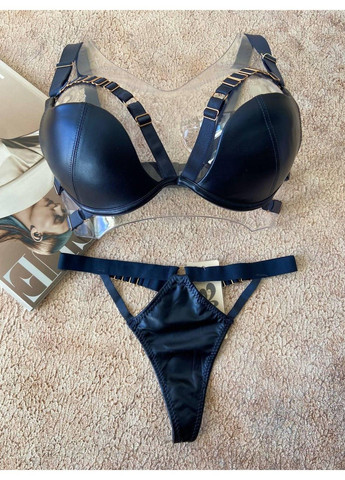 Синий синее женское нижнее белье комплект из эко кожи на 2 размер Weiyesi