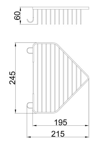 Полка металлическая угловая F335, 240х60 мм, хром Frap (371881742)