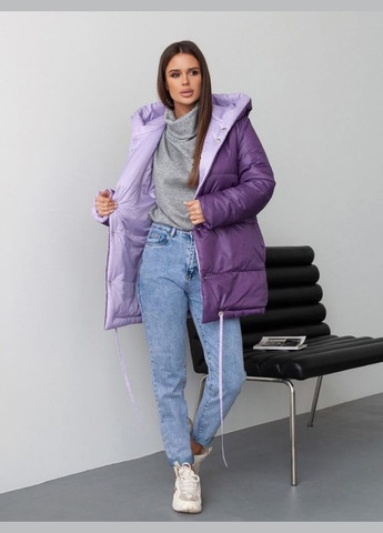 Фіолетова демісезонна фіолетово-бузкова двостороння куртка з капюшоном ISSA PLUS