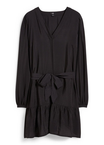 Черное кэжуал платье из вискозы C&A однотонное