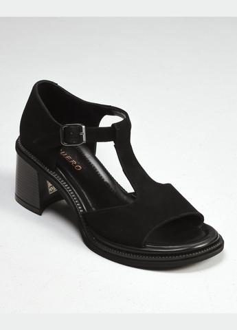 Черные босоножки на каблуке черные замша Guero с ремешком