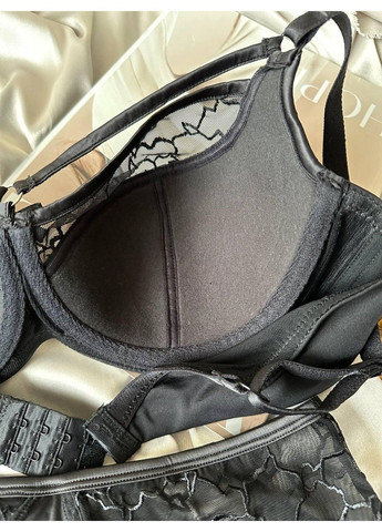 Черный женское черное нижнее белье с портупеей комплект Lanny Mode