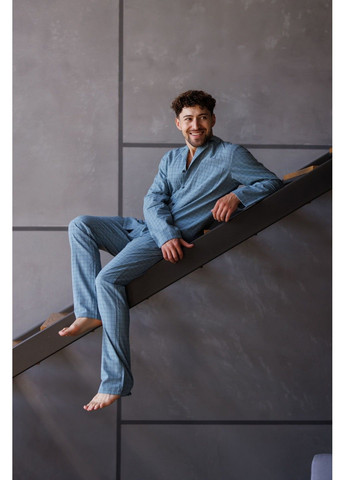 Штани чоловічі в клітинку для дому HOMELY сині Handy Wear (311314376)