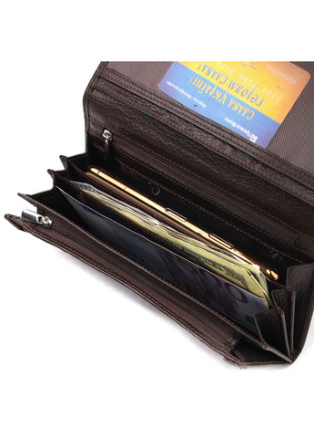 Жіночий гаманець із монетницею з натуральної шкіри 21526 Коричневий Canpellini (306881775)