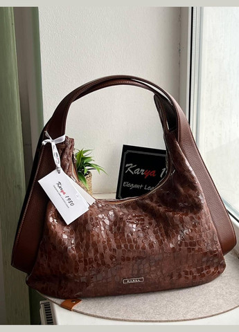 Жіноча сумка Туреччина натуральна шкіра на дві ручки карамельного кольору ( коричнева ) Karya (341322870)