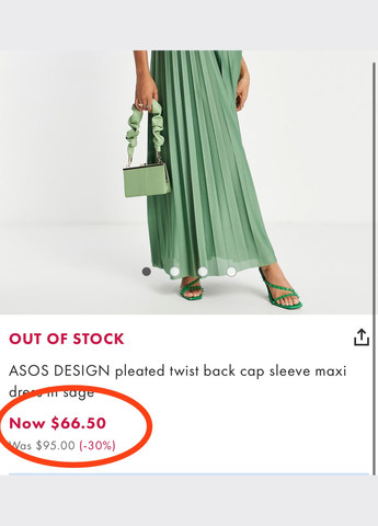 Зеленое платье макси плиссированное Asos