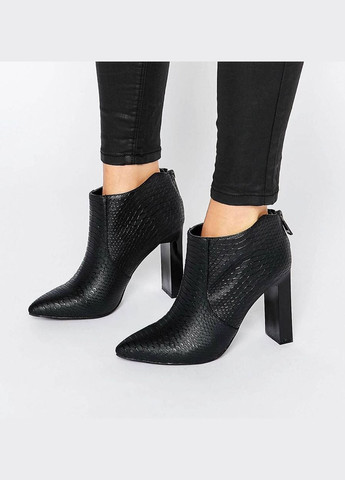 Осенние черные ботильоны Missguided без декора, с тиснением, с молнией из искусственной кожи