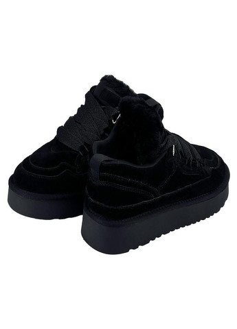 Угги женские замшевые на платформе шнуровка черные 2073-2-1 No Brand (302312416)