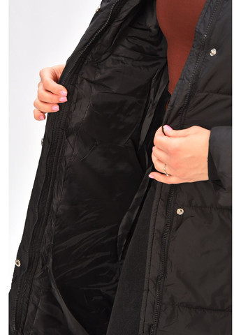 Черная зимняя куртка женская удлиненная зима черного цвета Let's Shop