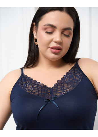 Темно-синяя вискозная однотонная пижама с шортиками Nicoletta