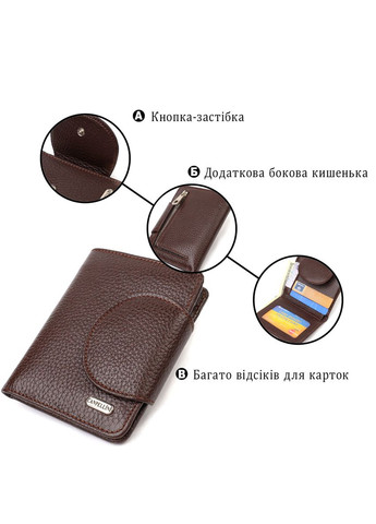 Практичное женское портмоне среднего размера из натуральной кожи коричневое 21808 Canpellini (329198250)