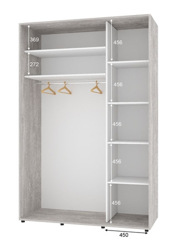 Шкаф-купе двухдверный Комфорт Мебель 140*60*240 см Бетон 2 двери Зеркало Стандарт Комфорт Меблі (360435894)