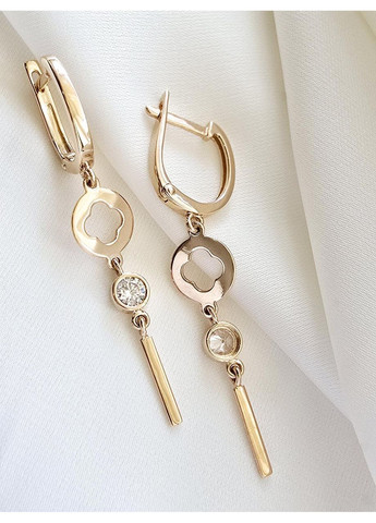 Золоті сережки-підвіски с фіанітами 110585-1с Столична Ювелірна Фабрика (355795894)