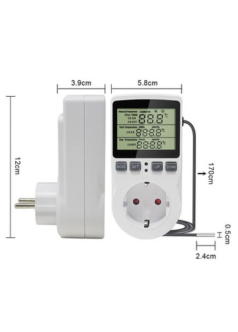 Автоматичний Цифровий терморегулятор (термостат) у розетку з функцією програмування No Brand (301221382)