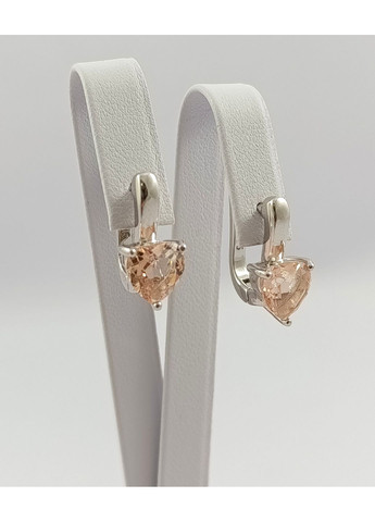 Срібні сережки з морганітом "Серце" СТ887-мг Shatlen Сережки (356180724)