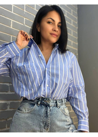 Сорочка жіноча 4367 оверсайз подовжена широка смуга MIX RAY (303140176)